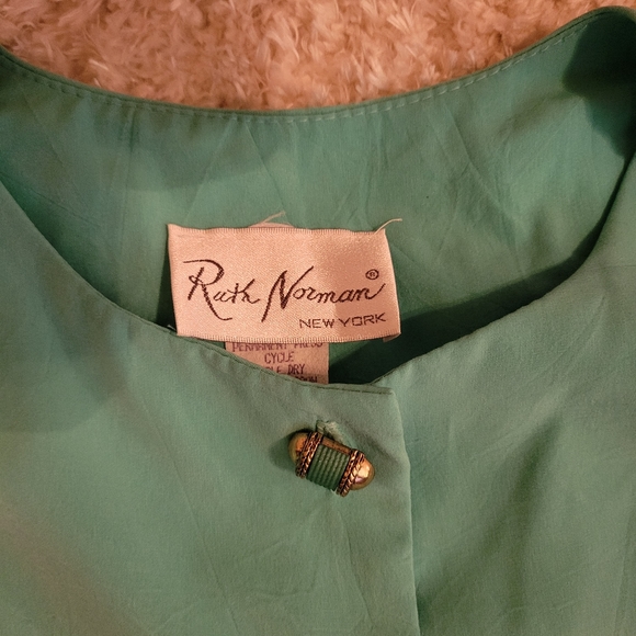 Ruth Norman lightweight turquoise blazer with gold buttons size medium - Picture 6 of 11